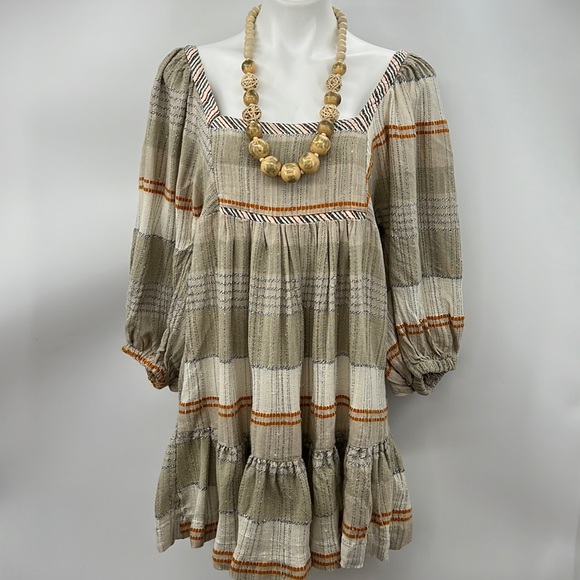 Free People open back large striped peasant dress - Picture 1 of 6